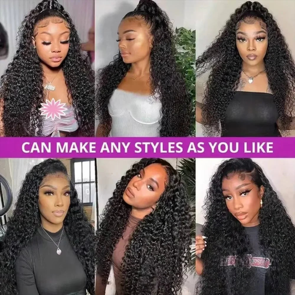 300 Density Curly 13x4 13x6 HD Lace Human Hair Wigs Pre Plucked Deep Wave Lace Frontal Wig 100% Human Hair Curly Wigs For Women