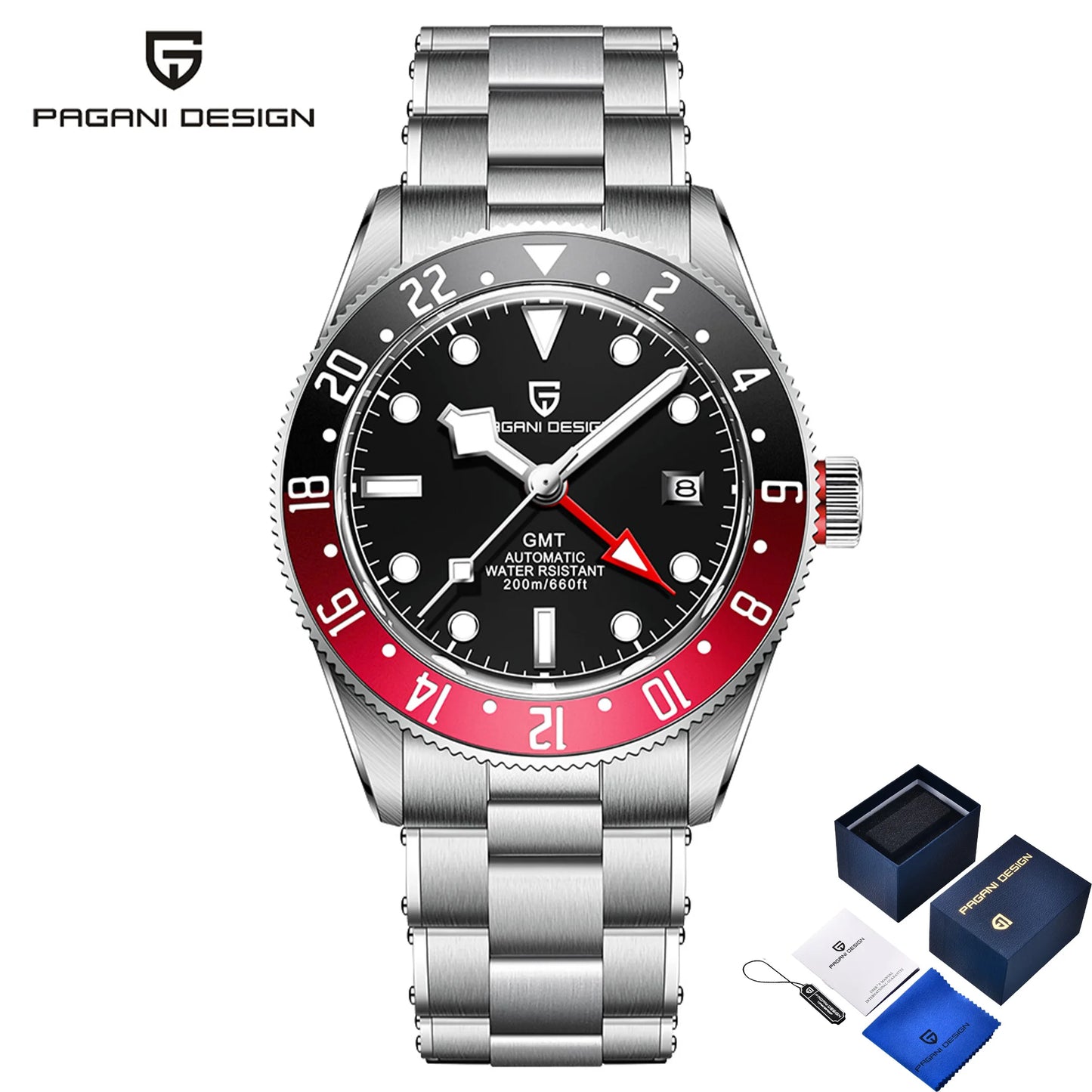 Pagani design BB40 men's mechanical watch GMT men's automatic watch gift box top brand Sapphire luminous 20BAR clock reloj 2026