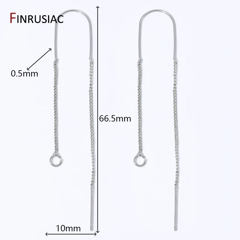 18K Gold Plated Brass Long Tassel Chain Drop Sticker Dangle Earrings Ear Line,Ear Wire Earrings Findings,DIY Jewelry Accessories