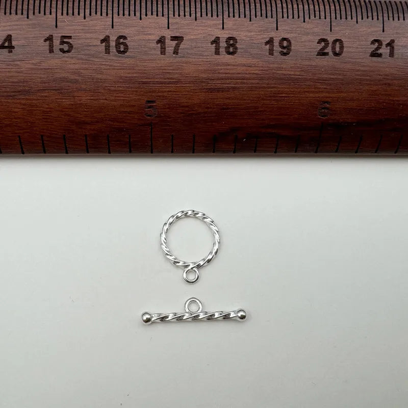 1Set S925 Sterling Silver Hemp Rope OT Clasp Silver Jewelry Accessories Handmade Necklace Bracelet Clasp