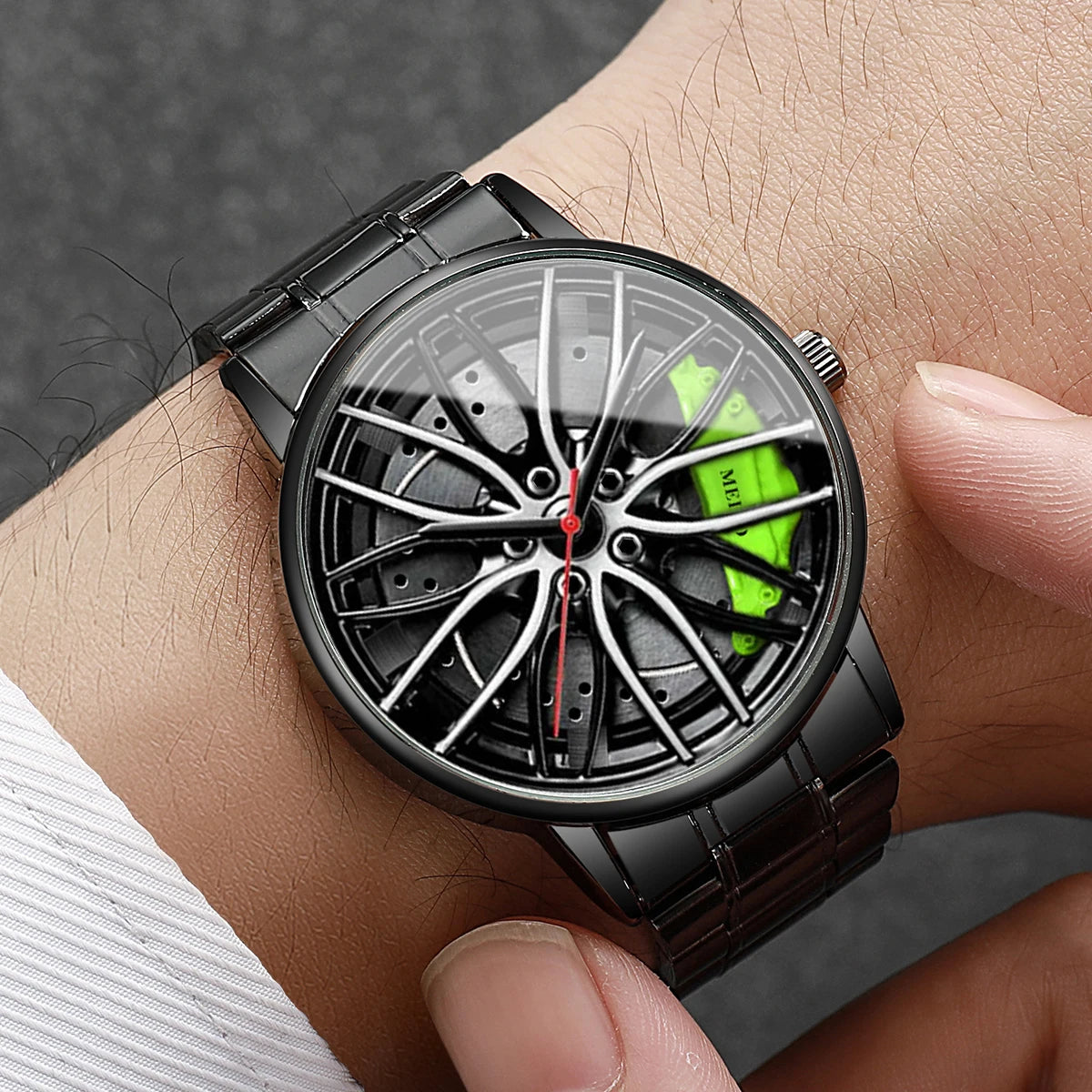 1PC Surprise Mystery Watch Blind Box-Fashion Men Sports Watches 3d Car Wheel Stainless Steel Band Wrist Watch(Without Box)