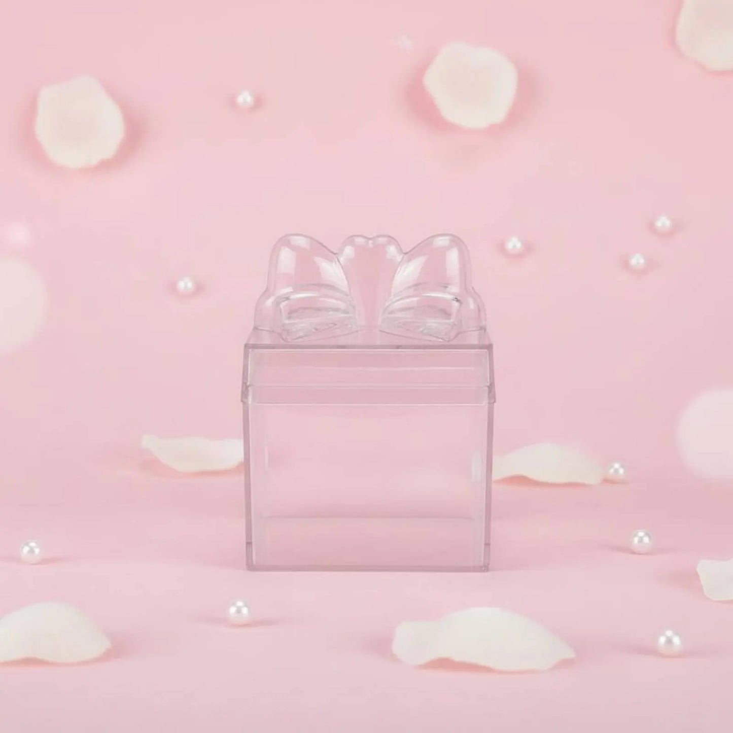 Clear Plastic Candy Box with Ribbon Multipurpose Transparent Candy Box Mini Cube Container Food Grade Small Item Storage
