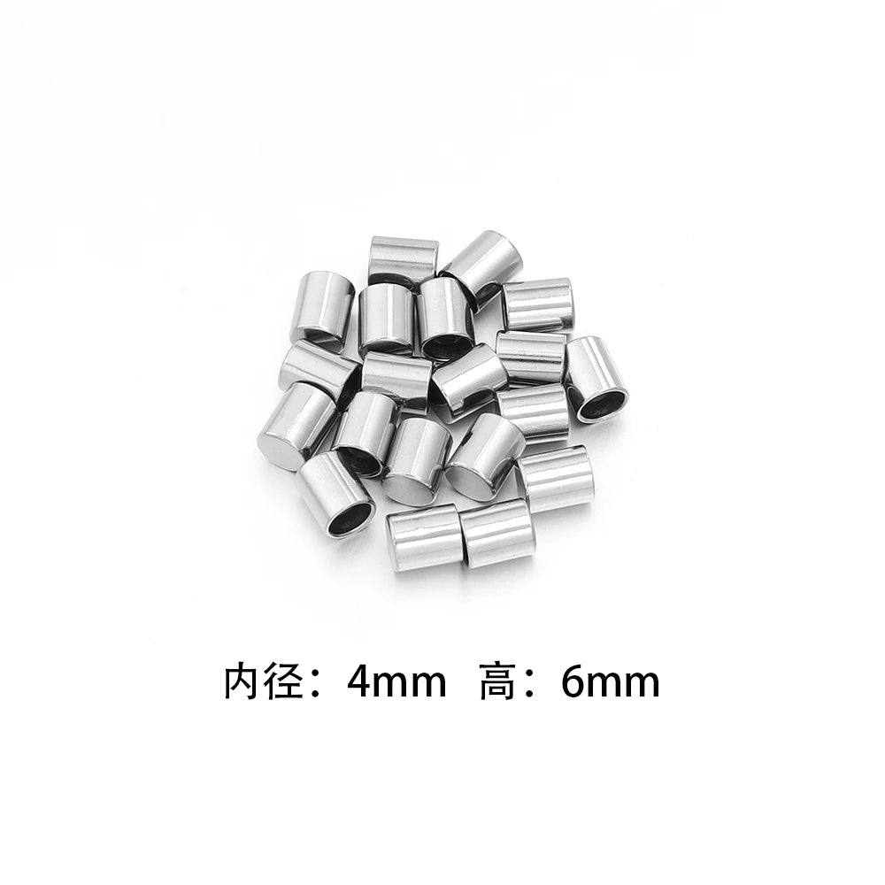10-20pcs/lot 2-10mm Stainless Steel Leather Cord Clasp Crimp End Caps For Necklace Bracelet Connectors Jewelry Making Supplies