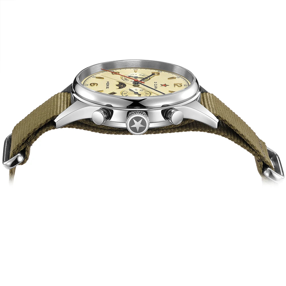 SEAKOSS 1963 Mechanical Wristwatch ST1654 Seagull Movement 24-hour Instruction Air Force Aviation Pilot Calendar Mens Gift Watch