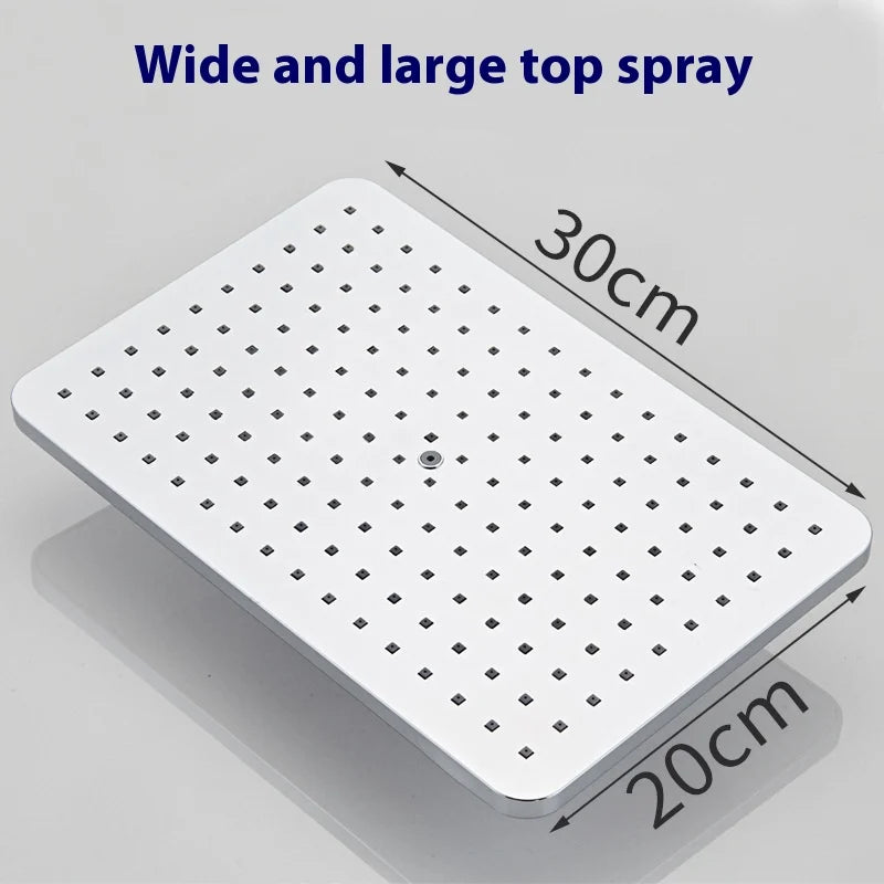 Luxury Silver Led Digital Display Brass Shower Set 4 Keys Faucets Mixers Taps Shower Sets Thermostatic Shower Mixer Faucet