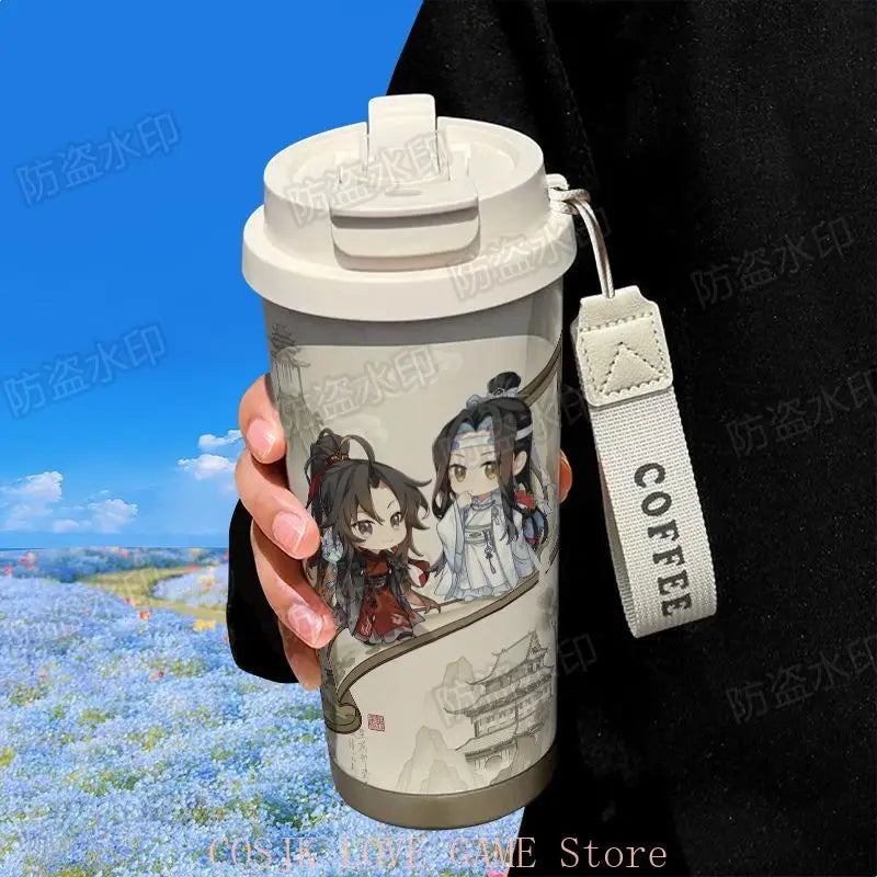 Anime MDZS Wei wuxian Lan wangji 316 Stainless Steel Water Bottle Thermos Straw Water Cup Large Capacity Coffee Water Cup Gift