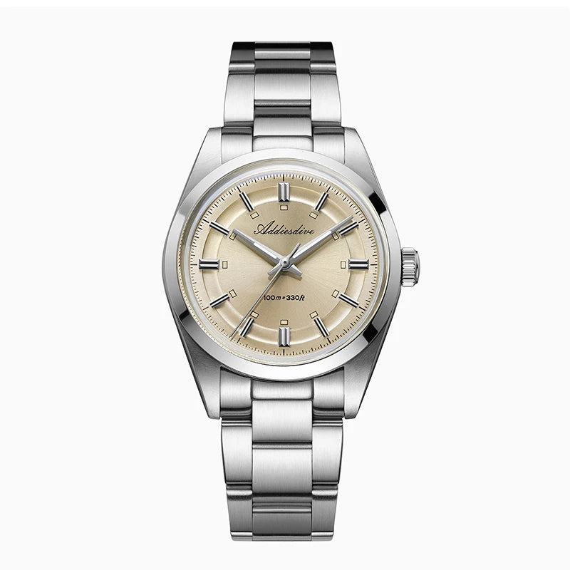 ADDIESDIVE Luxury Men Quartz Watch 36mm Super Luminous Bubble Mirror Glass Waterproof Watches For Man Stainless Steel Watch Male