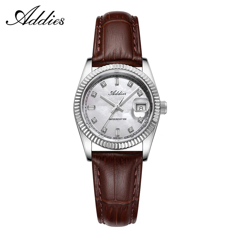 ADDIES 585 Quartz Women's Watches Sapphire Glass 5Bar Waterproof 316L Stainless Steel Diving Fashion Luxury Wristwatch For Woman