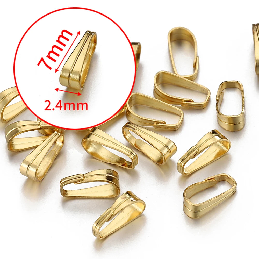 50pcs Stainless Steel Buckle Clasp Connectors for Pendants Charm Clip Pinch Bail Clasp Necklace DIY Jewelry Making Accessories