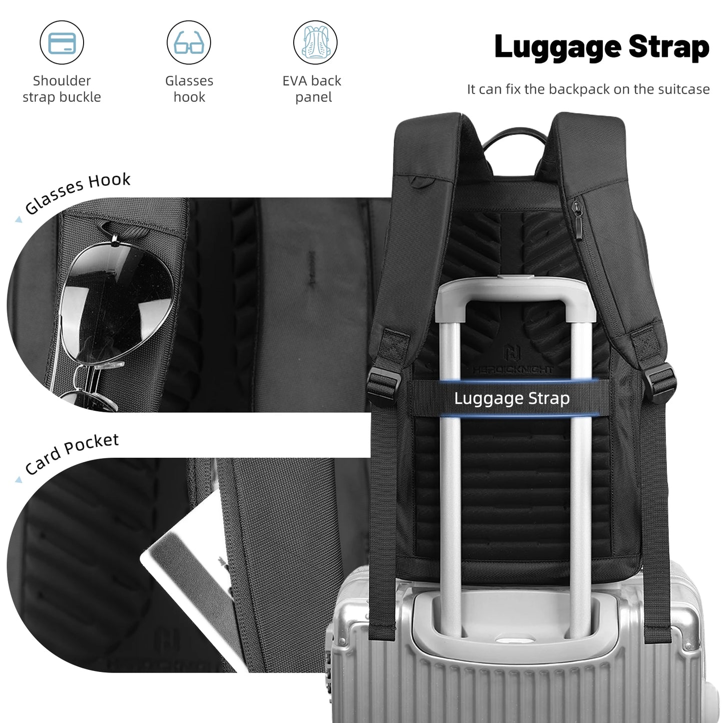 HK Lightweight Men's Business Backpack 15.6 inch Laptop Backpack with USB Port AntiTheft Waterproof Backpack Computer School Bag