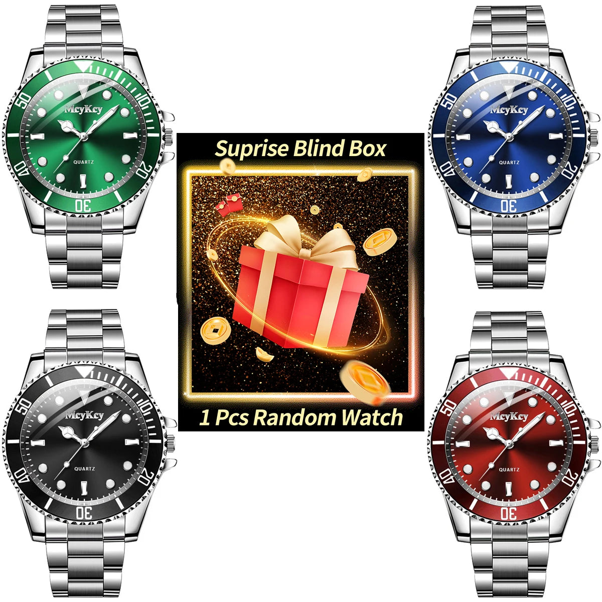 1PC Surprise Mystery Watch Blind Box-Luxury Large Dial Men Business Watches Casual Clock Sports Quartz Wristwatch(Without Box)
