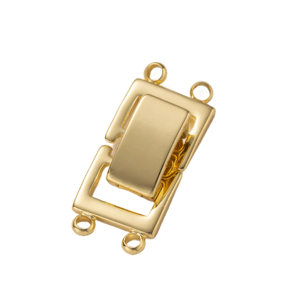 2pcs 14K Gold Plated Layered Clasp 2 Strands Necklace Layering Clasp Necklace Connectors Bar Links Slide Lock for Jewelry Making