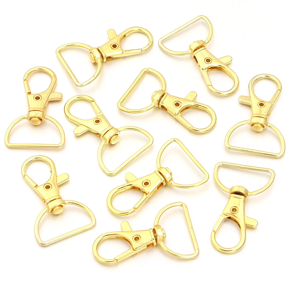 10pcs/lot Metal Swivel Clasps With D Rings Lanyard Snap Hooks Key Chain Clip Hook Lobster Claw Clasp For Keychain Jewelry Making