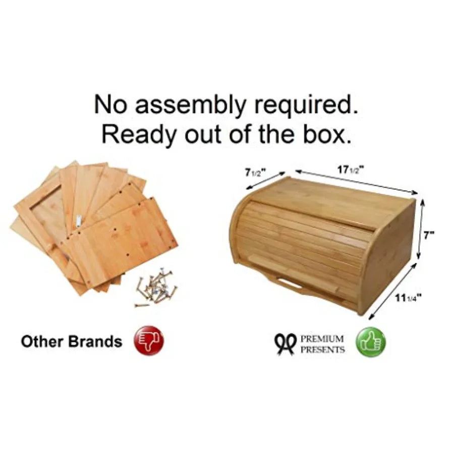 Large bread box bread basket wooden box storage boxes kitchen counter organizer, roll top breadbox. bread boxes for kitchen cou