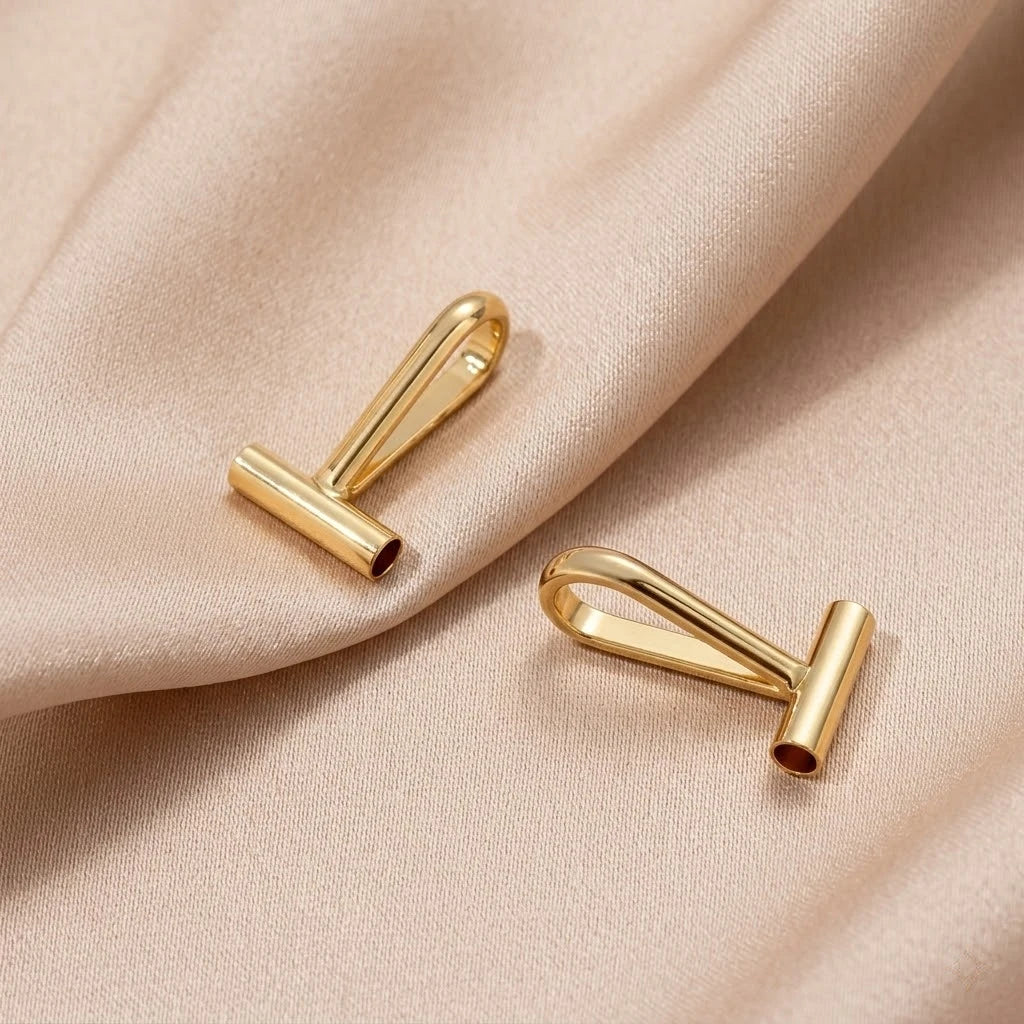 2pcs 14K Brass Vertical Pin to Pendant Brooch Necklace Keychain Converters Tube Design with Bail Convert for DIY Jewelry Making