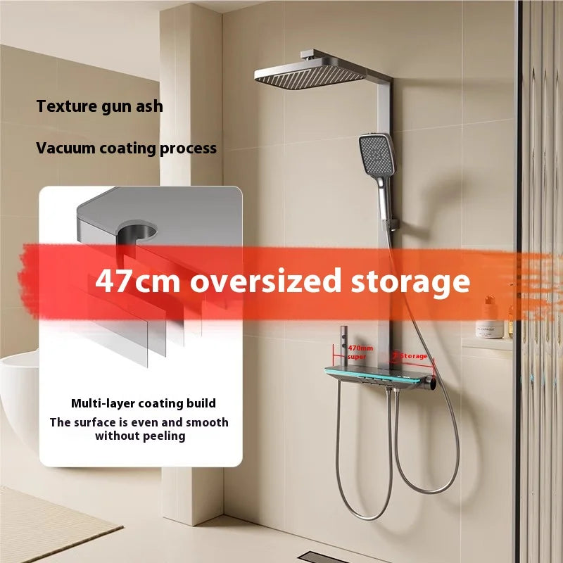 Supercharged Digital Display Bath Heater Shower Head Set Top Spray Complete Bathroom Faucets with Constant Temperature Feature