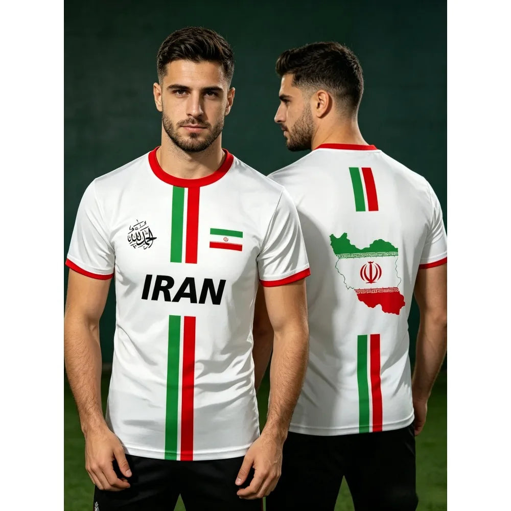 2026 Summer New IRAN Football Jersey Men's Sports T-shirt Iranians Flag Street Soccer Jerseys Casual Breathable Graphic T Shirts
