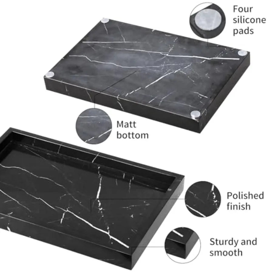 Marble Bathroom Vanity Tray, Natural Luxury Vanity Home Kitchen Bathroom Table Tray, Stone Decorative Countertop Dresser Trays