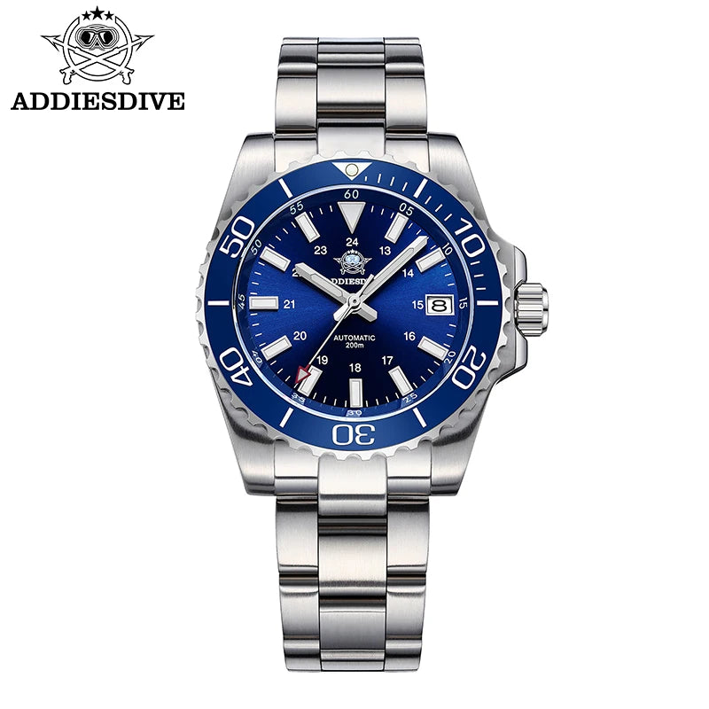 ADDIESDIVE Men's Watch 8215 Mechanical Sapphire Luminous Diving Watch 200m Ceramic Bezel Automatic Watch Clock Gift Watch AD2504