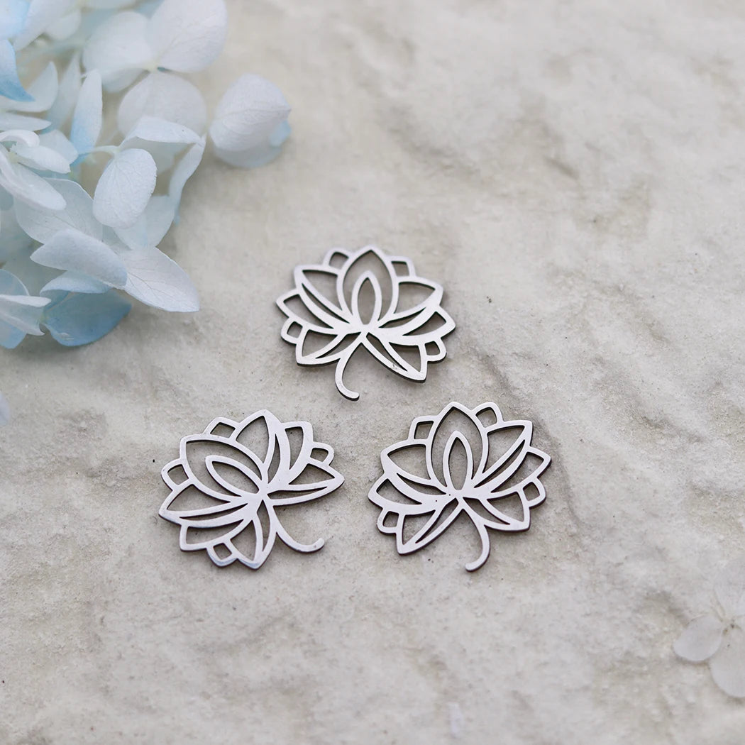 3pcs Lotus Flower Yoga Charm Stainless Steel Fashion Mini Mandala Pendant For Bracelet Necklace DIY Jewelry Making Wholesale