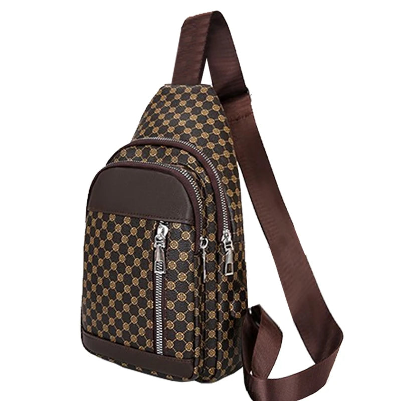Neutral Style Functional Chest Bag for Women and Men with Patchwork Dot Design, Suitable for Business Single-Shoulder Bags