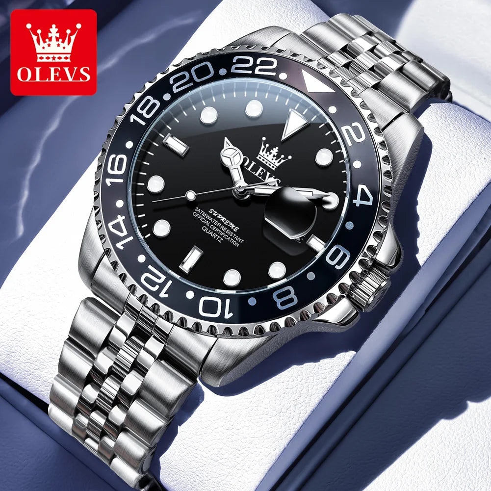 OLEVS 5657 Original Brand Men's Watch Business Dress Wristwatch Waterproof Calendar Moon phase Quartz Watch Men