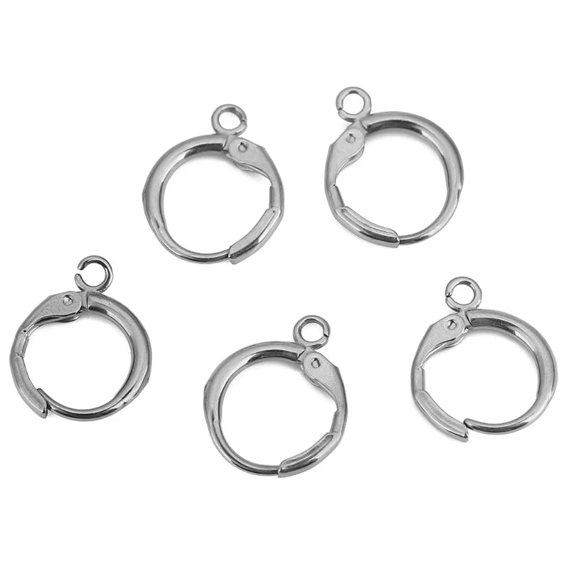 10pcs 12mm Hypoallergenic Earrings Hooks Clasps PVD Never Fade Stainless Steel Earrings Making Diy Jewelry Accessories Findings