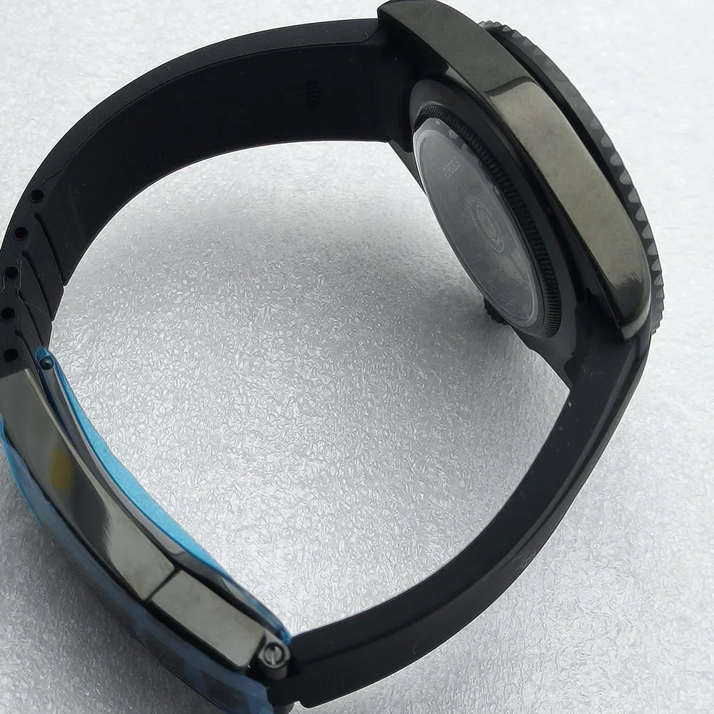 40MM NH36 Watch Black Men's Stainless Steel Mechanical Watch S Logo Sapphire Glass Modified Watch NH36 Movement