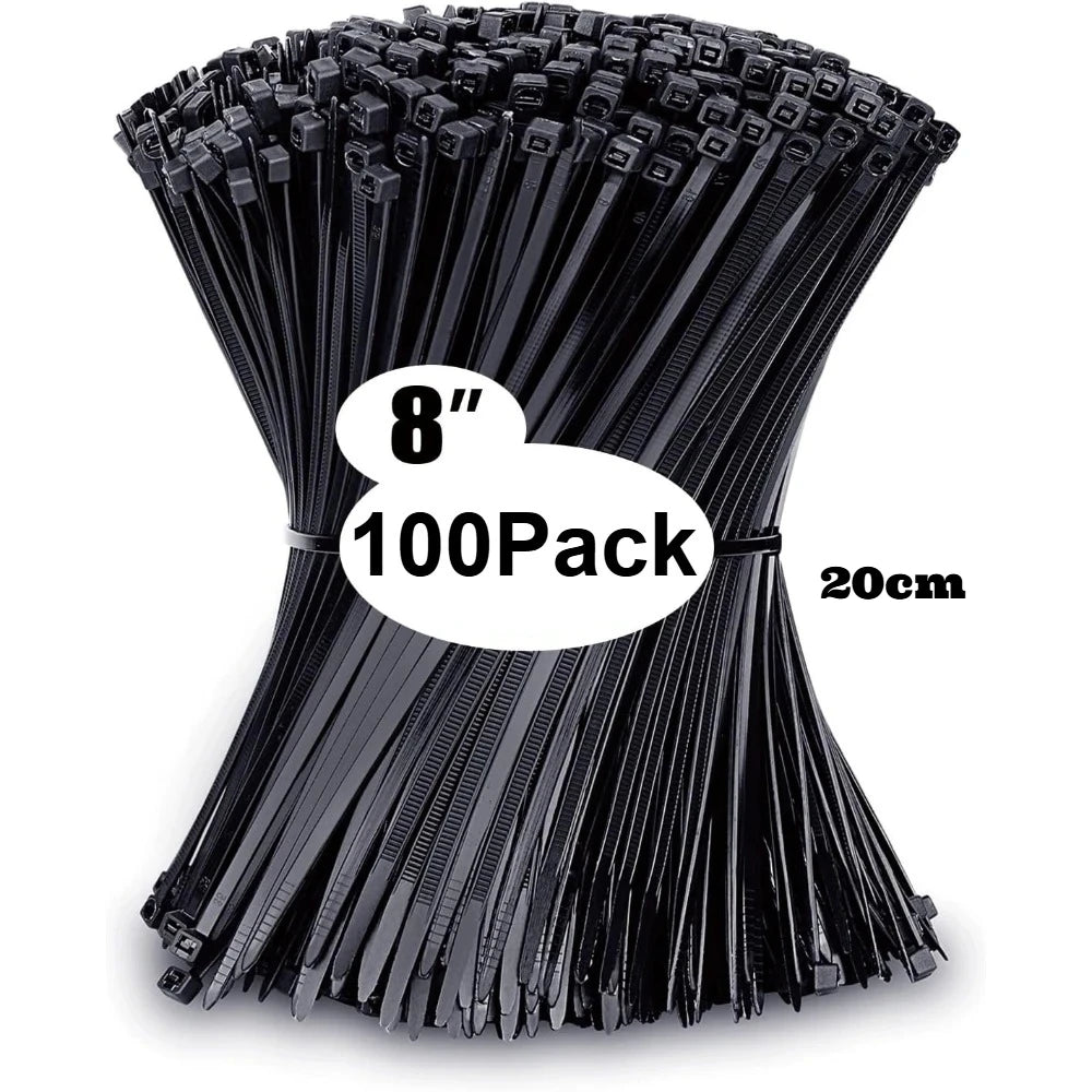Zip Ties Assorted Sizes(4”+6”+8”+12”), 100/400 Pack Black Cable Ties UV Resistant Wire Ties
