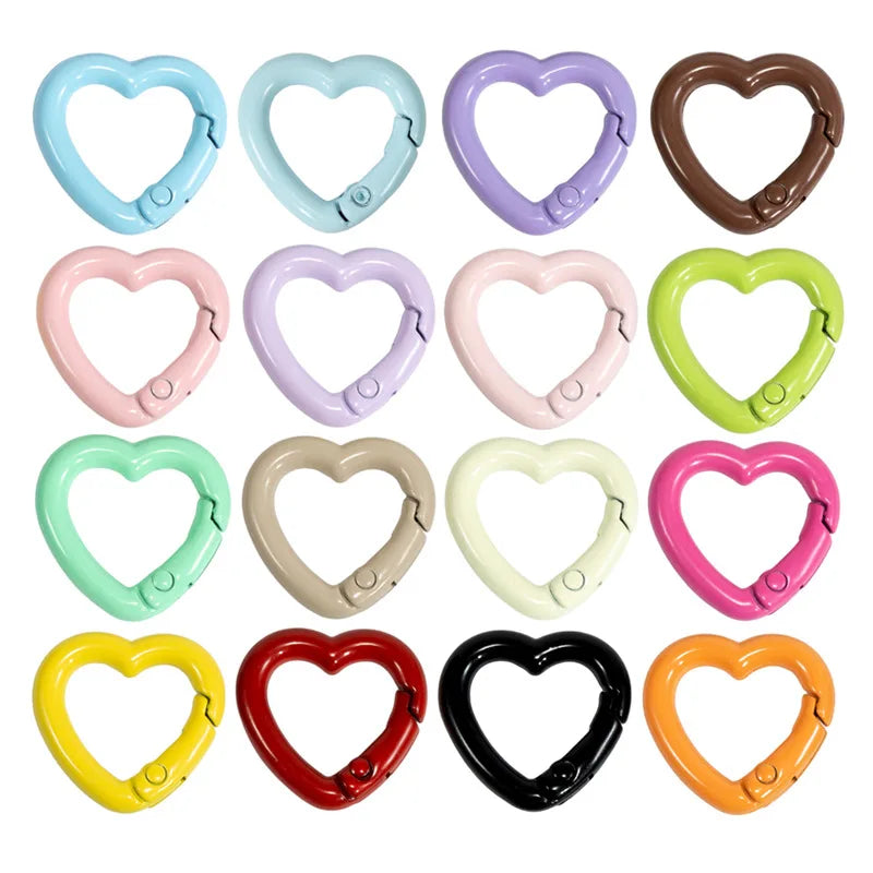 5pcs Cute Heart Cat Keychain Rings Carabiner Clip Key Chain Hooks for DIY Keys Buckle Bags Purses Replacement Lanyard DIY Crafts