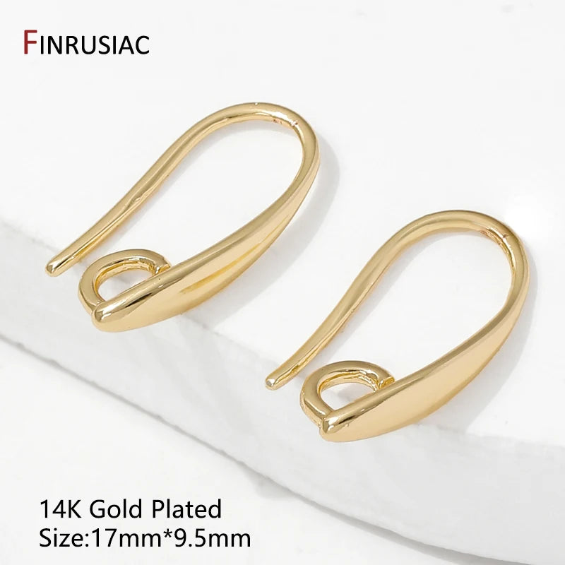 14K Gold Plated Brass Smooth Earring Hook Ear Wire For Earring Making Supplies,DIY Jewelry Making Findings Accessories