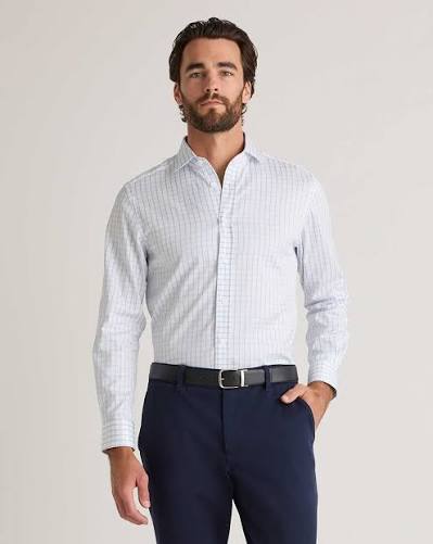 White Twill Silk Blend Dress Shirt
