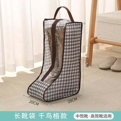 Tall Boot Storage Bags with Clear PVC Window Breathable Dustproof Organizer Prevent Slouching for Knee High Shoes Closet Women