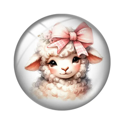 Watercolor Cute Sheep 10pcs mix18mm/20mm/25mm Round photo glass cabochon demo flat back Making findings