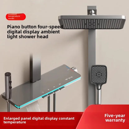 Supercharged Digital Display Bath Heater Shower Head Set Top Spray Complete Bathroom Faucets with Constant Temperature Feature
