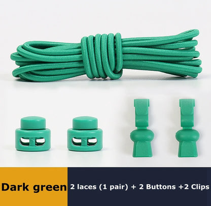 No tie shoelaces Round Elastic Shoelace Plastic snap lock Suitable for all shoes Adult children walking sports Lazy laces 1 pair