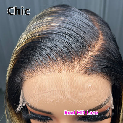 200 Grams Glueless Bob Wigs 100% Raw Human Hair Pre Plucked P1b/27 5x5 HD Lace Closure Wigs Highlight Ombre HD Lace Front Wigs