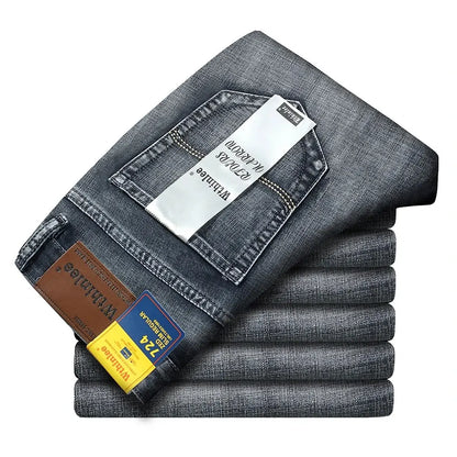 2026 New Business Men's Jeans Casual Straight Stretch Fashion Classic Blue Black Work Denim Pant Trousers Male  Clothing