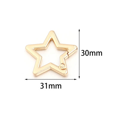 5pcs/lot Alloy Hollow Star Shaped Spring Clasp Carabiner Keychain Bag Clip Hook Dog Chain Buckle Connector DIY Jewelry Making