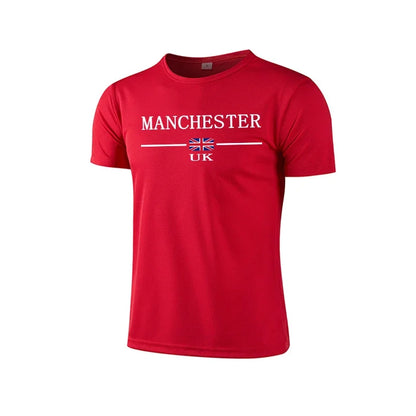 Mens T-shirt Print Casual Fitness Exercise Tops Daily Jogging Marathon Clothing Summer Quick-Drying Mesh Tees Cycling Sportswear