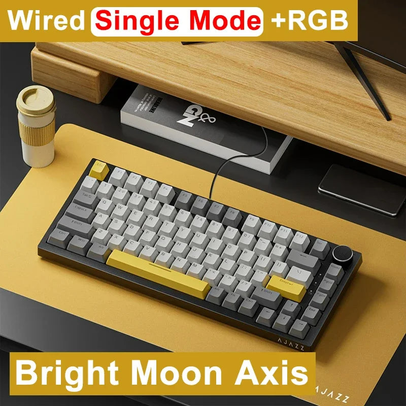 AJAZZ AK820 Wired With Rotary Volume Buttons Hot-Swappable Keys For Office AndHome Mechanical Keyboards DIY