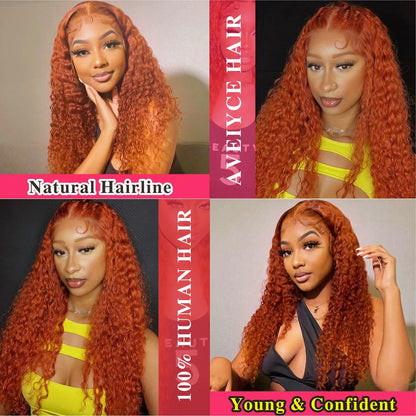 Ginger Deep Wave Lace Front Wigs Human Hair 30 Inch Wigs Human Hair 13x4 250% Density HD Lace Front Wigs Human Hair Black Women