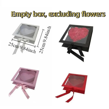Transparent Window Mother's Day Gift Box Elegant Fillable Gift Packaging Box Cardboard Romantic Empty Flower Box