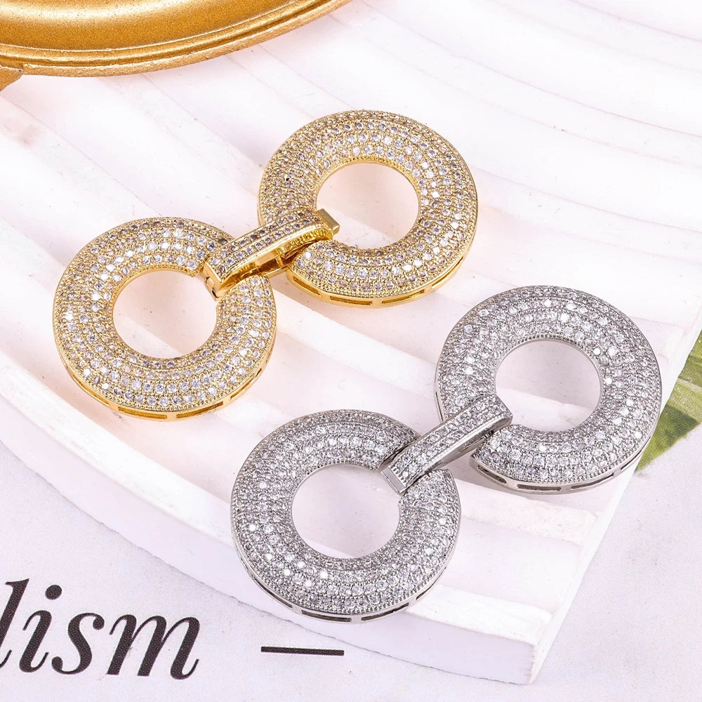 Juya DIY Copper 18K Gold Plated Pendant Connector Fastener Buttob Lock Clasps For Needlework Natural Stone Pearls Jewelry Making