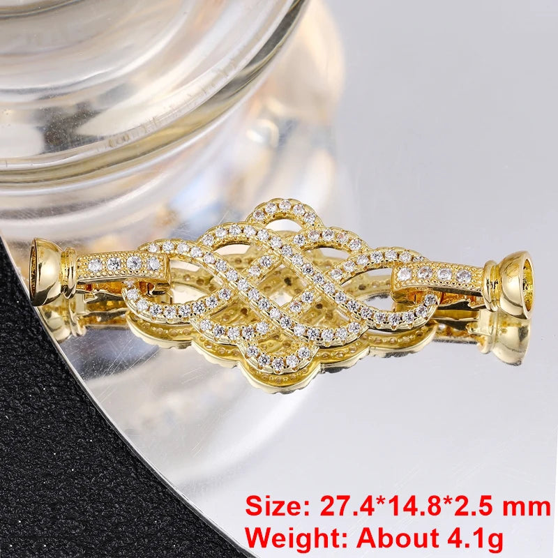 Juya 18K Gold Plated Decorative Sector Fastener Connector Lock Clasps Accessories For DIY Needlework Beads Pearls Jewelry Making