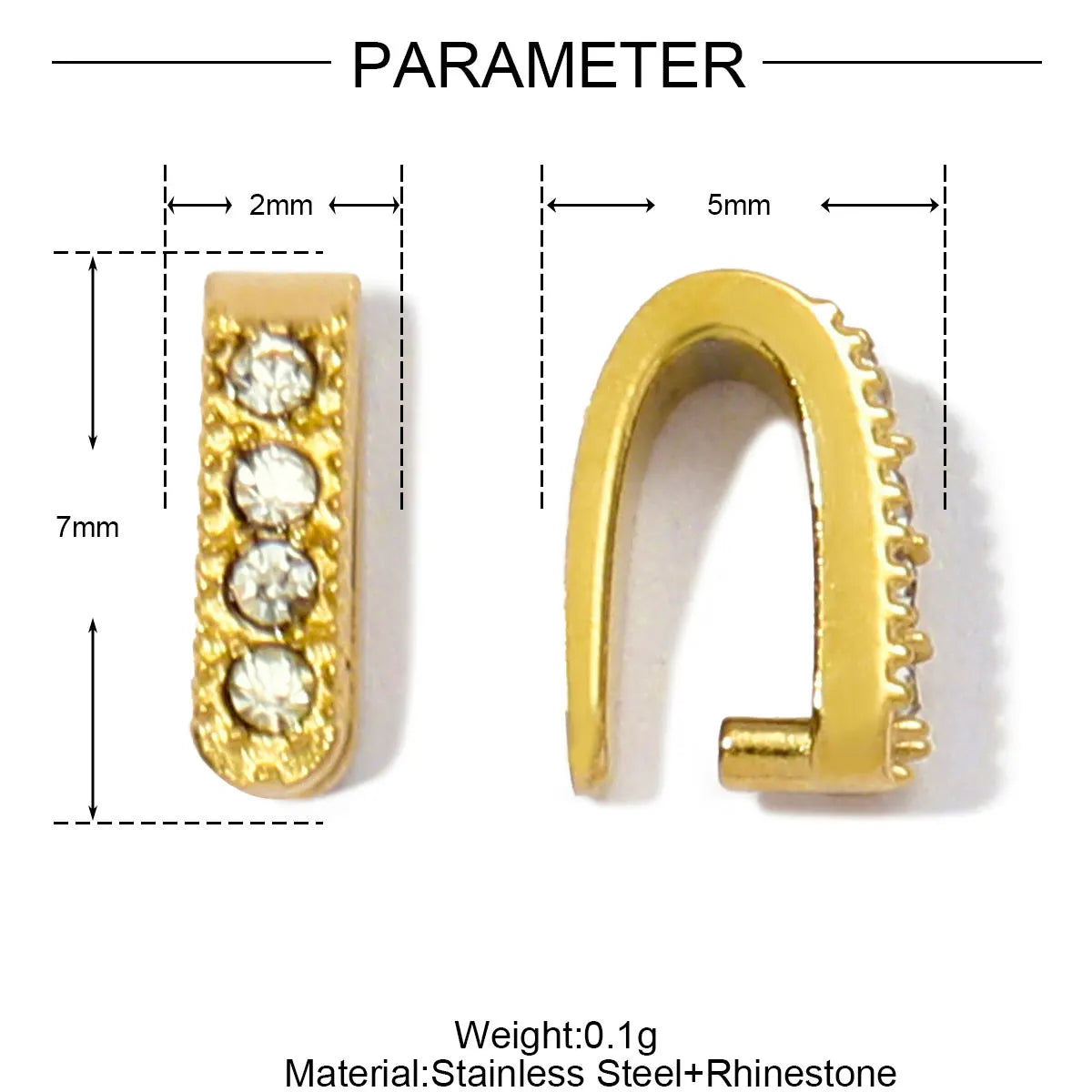 5Pcs/Lot Stainless Steel Clips Clasps Rhinestone Pinch Clip Bail Connectors For DIY Jewelry Findings Accessories