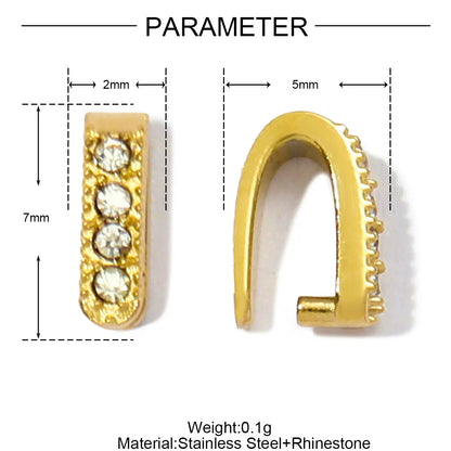 5Pcs/Lot Stainless Steel Clips Clasps Rhinestone Pinch Clip Bail Connectors For DIY Jewelry Findings Accessories