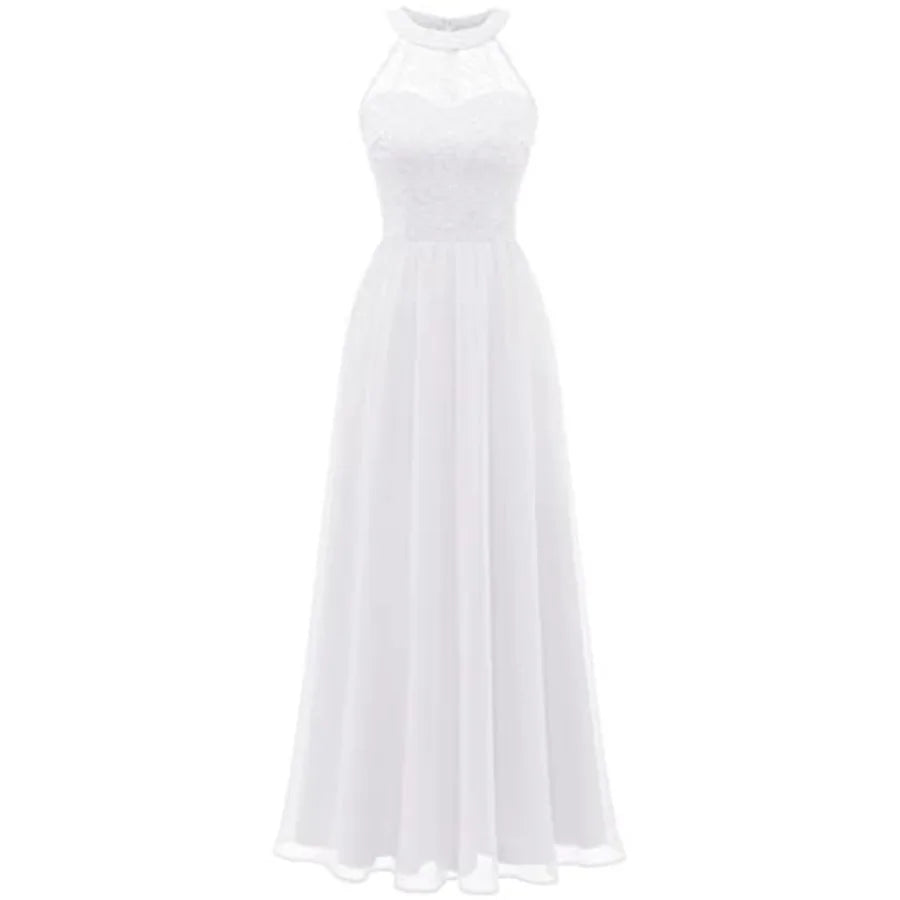 Wedtrend Women's Formal Dress, Halter Long Prom Dress Floral Lace Bridesmaid Dresses