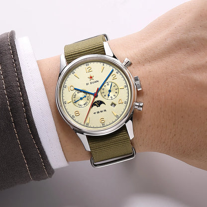 SEAKOSS 1963 Mechanical Wristwatch ST1654 Seagull Movement 24-hour Instruction Air Force Aviation Pilot Calendar Mens Gift Watch