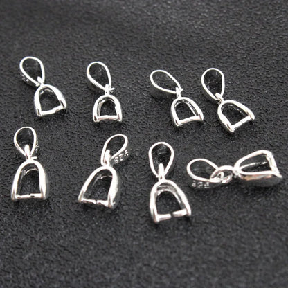 10Pcs 925 Stering Silver Plated Copper Pendant Pinch Bail Clasps Necklace Hooks Clips Connectors DIY Jewelry Making Accessories